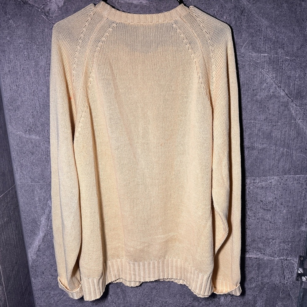 Paul Stuart Cable Knit Sweater Mens Size L Yellow Fisherman Made in Italy Chunky